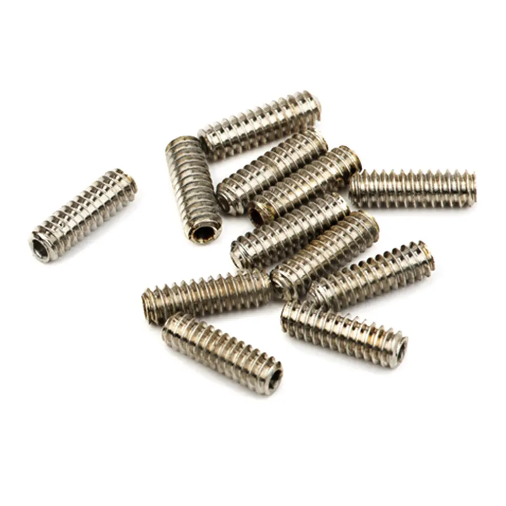 Fender 12 Standard Series Bass Bridge Saddle Height Adjustment Screws 6 To 32 X 7/16 Inch Hex In Nickel 1
