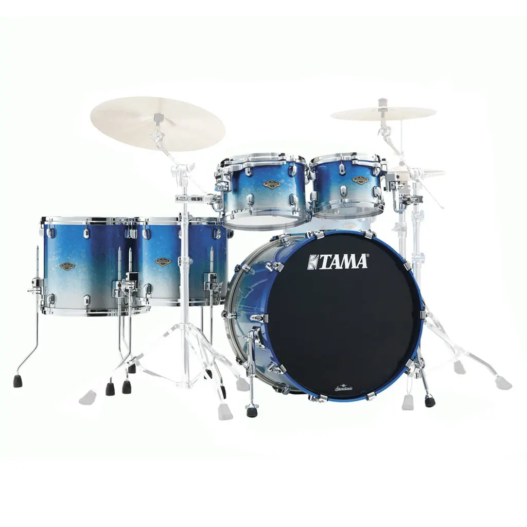 Tama Wbs52rzs Starclassic Walnut/Birch 5-Piece Shell Pack With 22" Bass Drum - Molten Blue Ice Fade 1