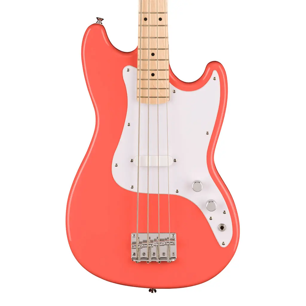 Squier Sonic™ Bronco™ Bass - Maple Fingerboard - White Pickguard - Tahitian Coral 1