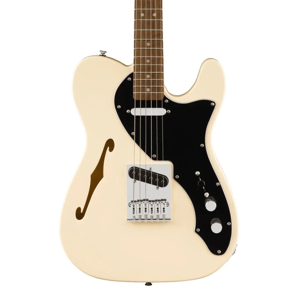 Squier Affinity Series Telecaster Thinline Laurel Fingerboard With Black Pickguard - Olympic White 1
