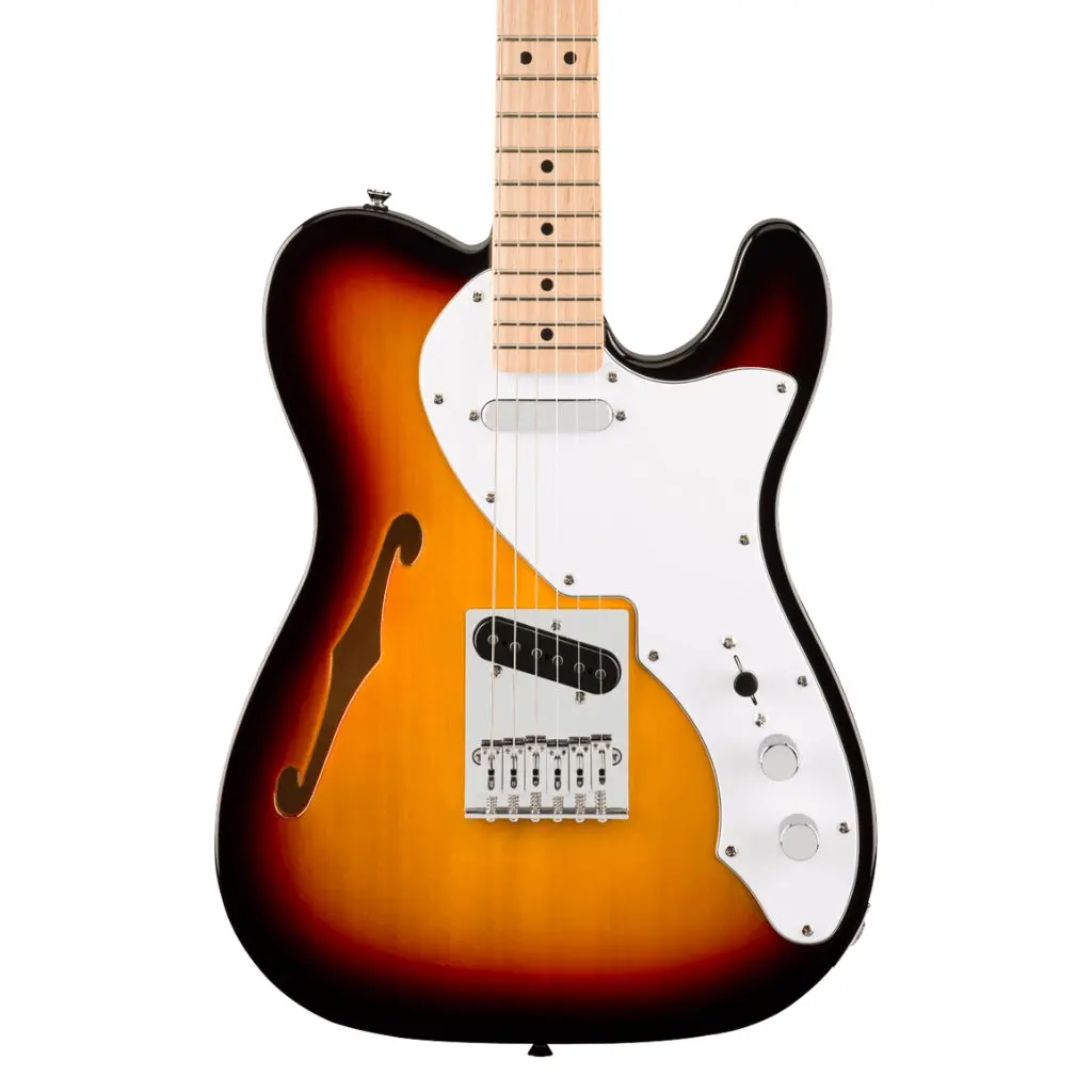 Squier Affinity Series Telecaster Thinline Maple Fingerboard With White Pickguard - 3 Colour Sunburst 1