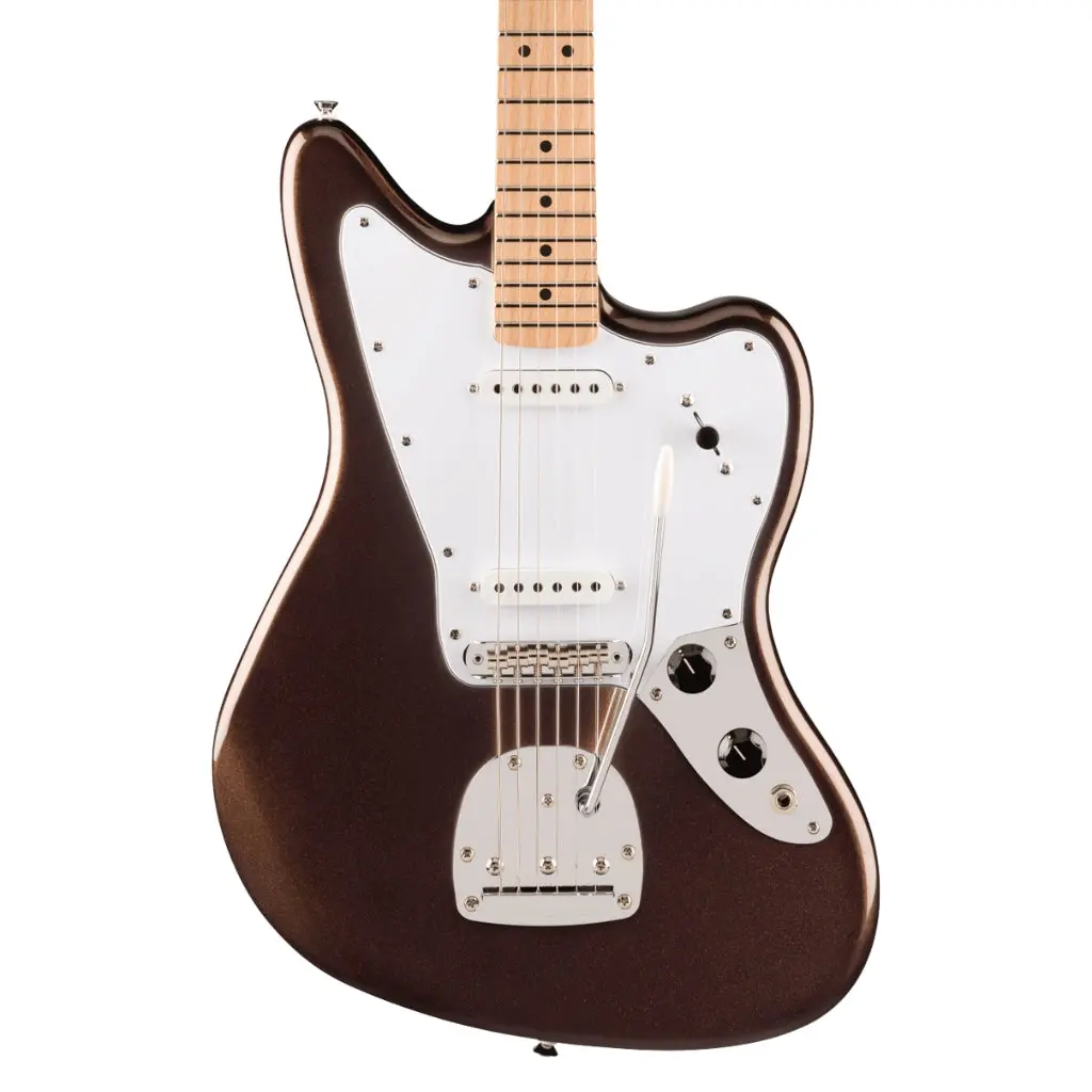 Squier Affinity Series Jaguar With Maple Fingerboard And White Pickguard - Mystic Metallic Brown 1
