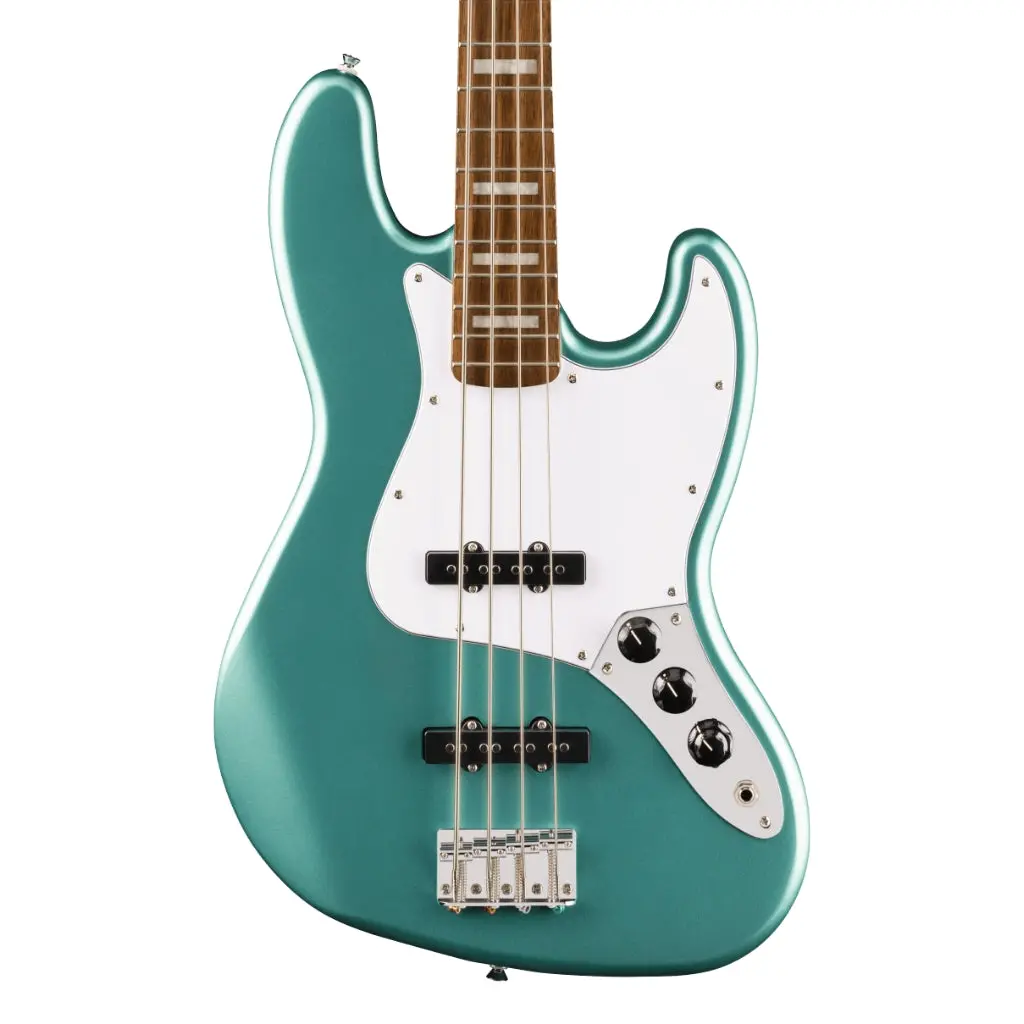 Squier Affinity Series Active Jazz Bass With Laurel Fingerboard And White Pickguard - Mystic Sea Foam Green 1