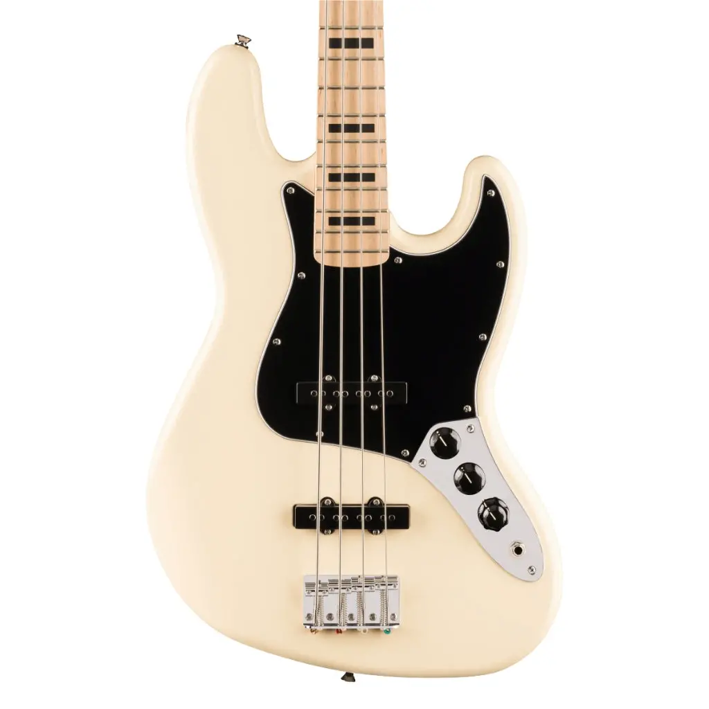 Squier Affinity Series Active Jazz Bass With Maple Fingerboard And Black Pickguard - Olympic White 1