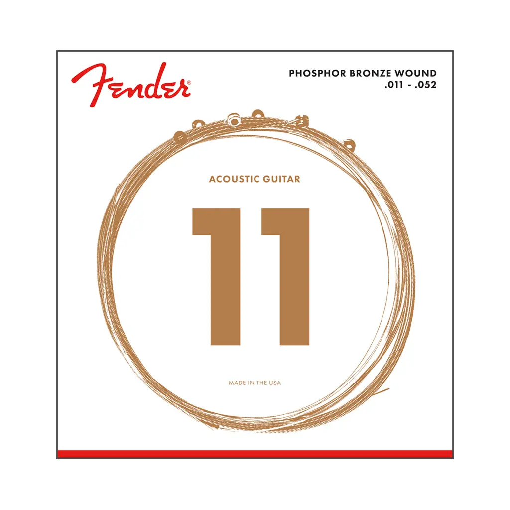 Fender Phosphor Bronze Acoustic Guitar Strings, Ball End, 60Cl .011-.052 Gauges, (6) 1