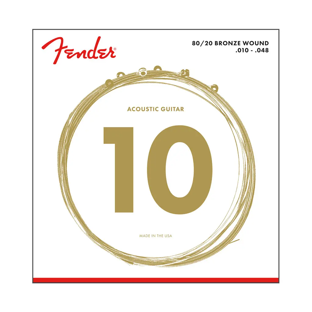 Fender - 80/20 Bronze Acoustic Strings, Ball End, 70Xl .010-.048 Gauges, (6) 1