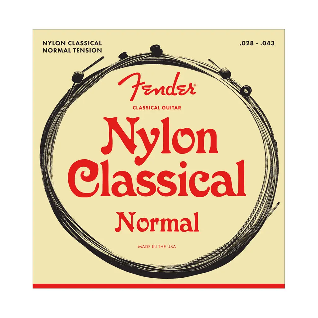 Fender Nylon Acoustic Strings, 130 Clear/Silver, Ball End, Gauges .028-.043, (6) 1