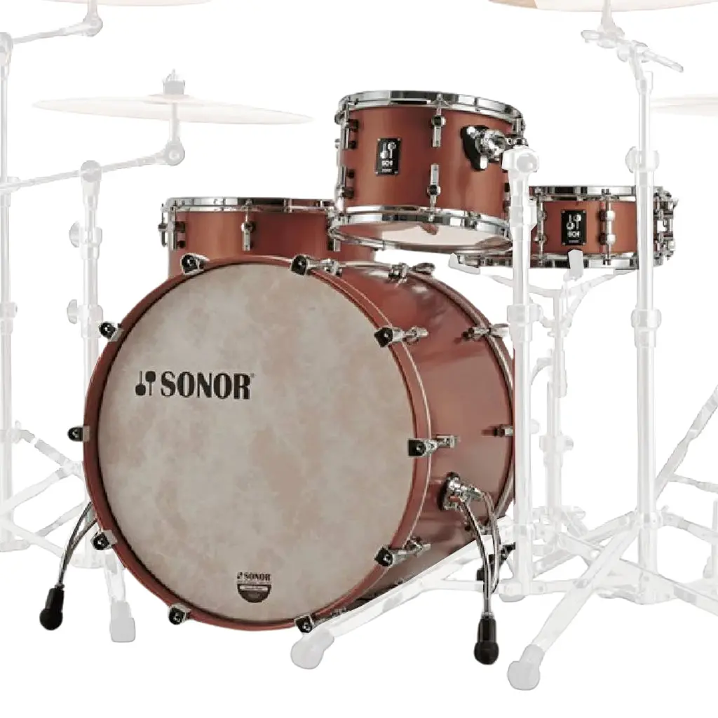 Sonor Sq1 Series (13" 16" 24" 14" Snare) 4-Piece Shell Pack - Satin Copper Brown 1