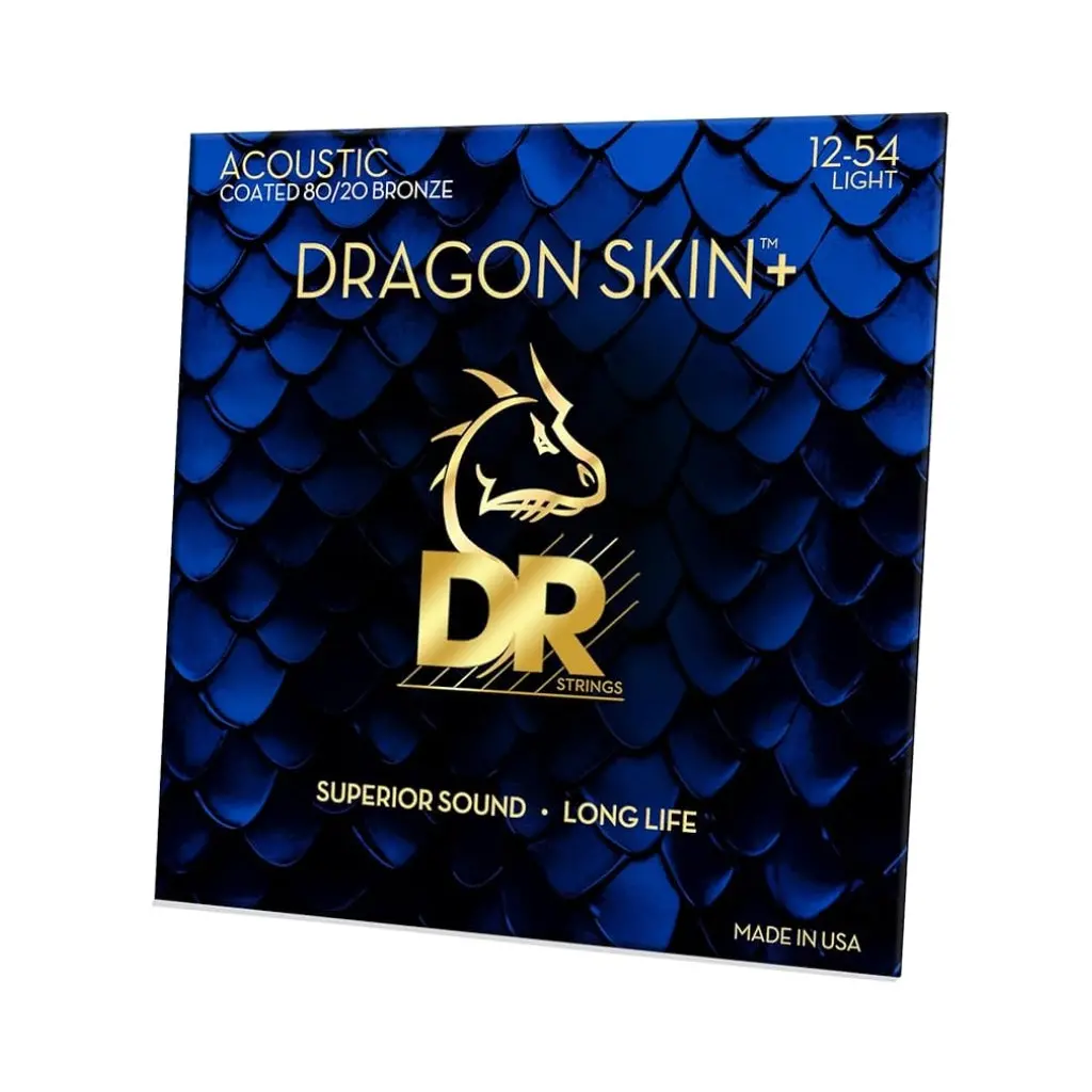Dr Strings Dragon Skin+ 80/20 Bronze Acoustic Guitar String - Light 12-54 1