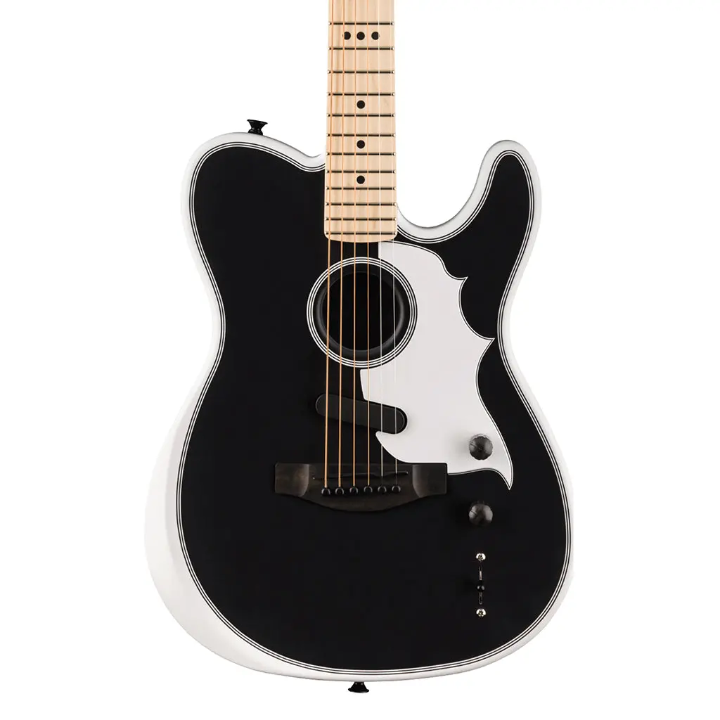 Fender Limited Edition Jack White Triplesonic Acoustasonic Telecaster With Ebony Fingerboard - Arctic White And Black Top 1