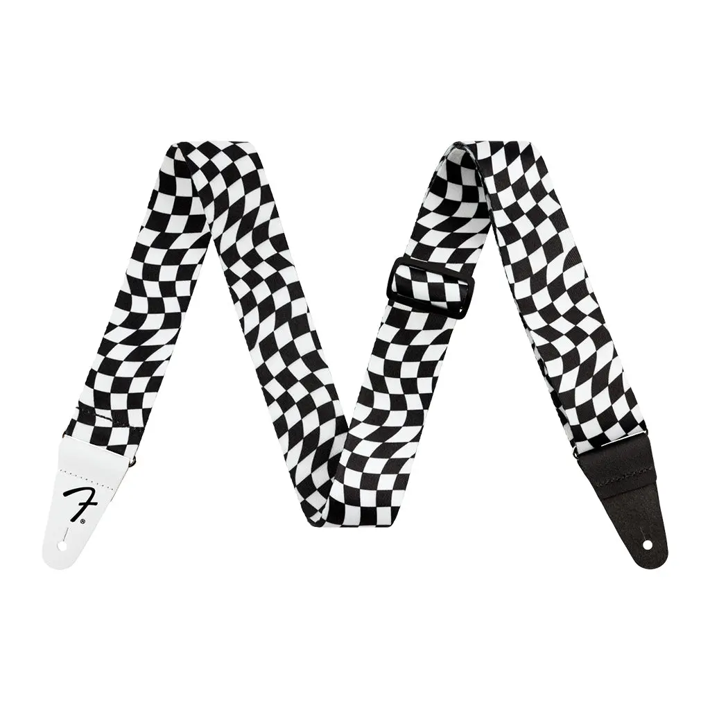Fender Wavy Checkerboard Polyester Strap Black And White 1