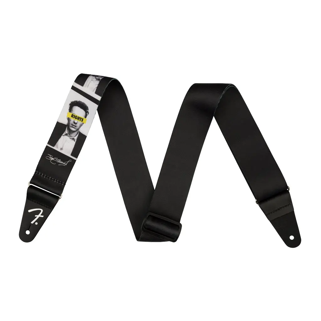 Fender Joe Strummer Know Your Rights Strap, Black/White, 2" 1