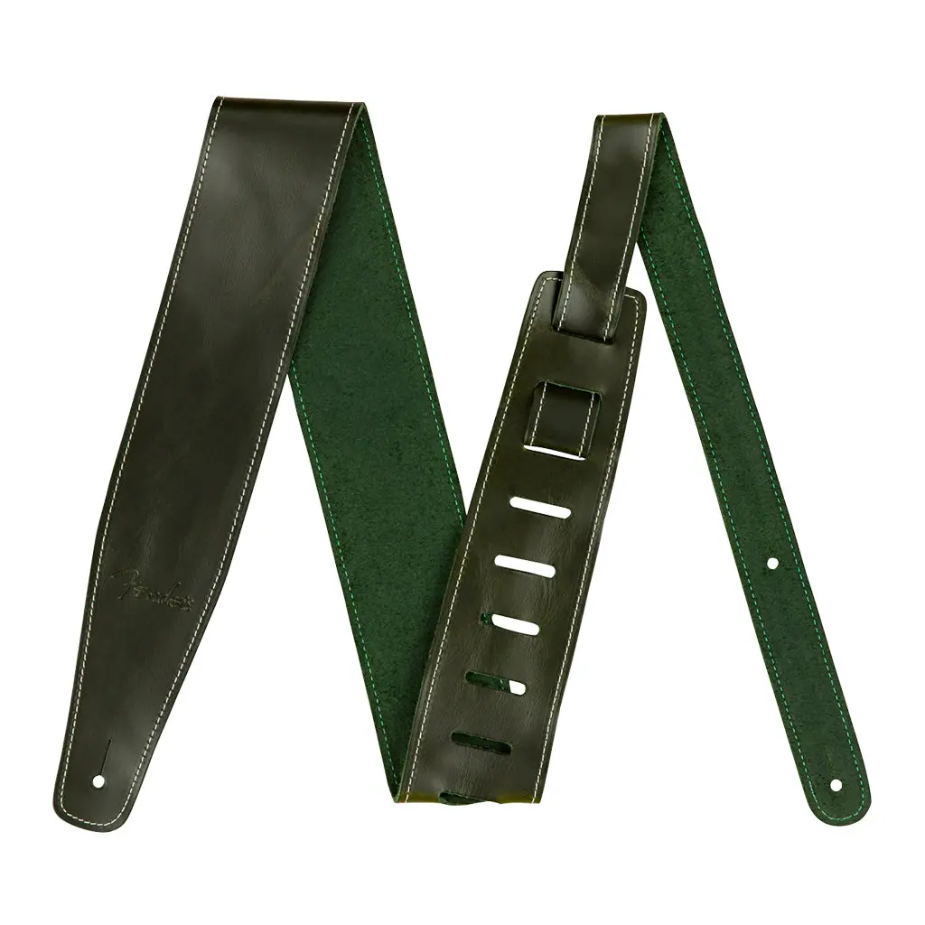 Fender Broken In Leather Strap In Green 1