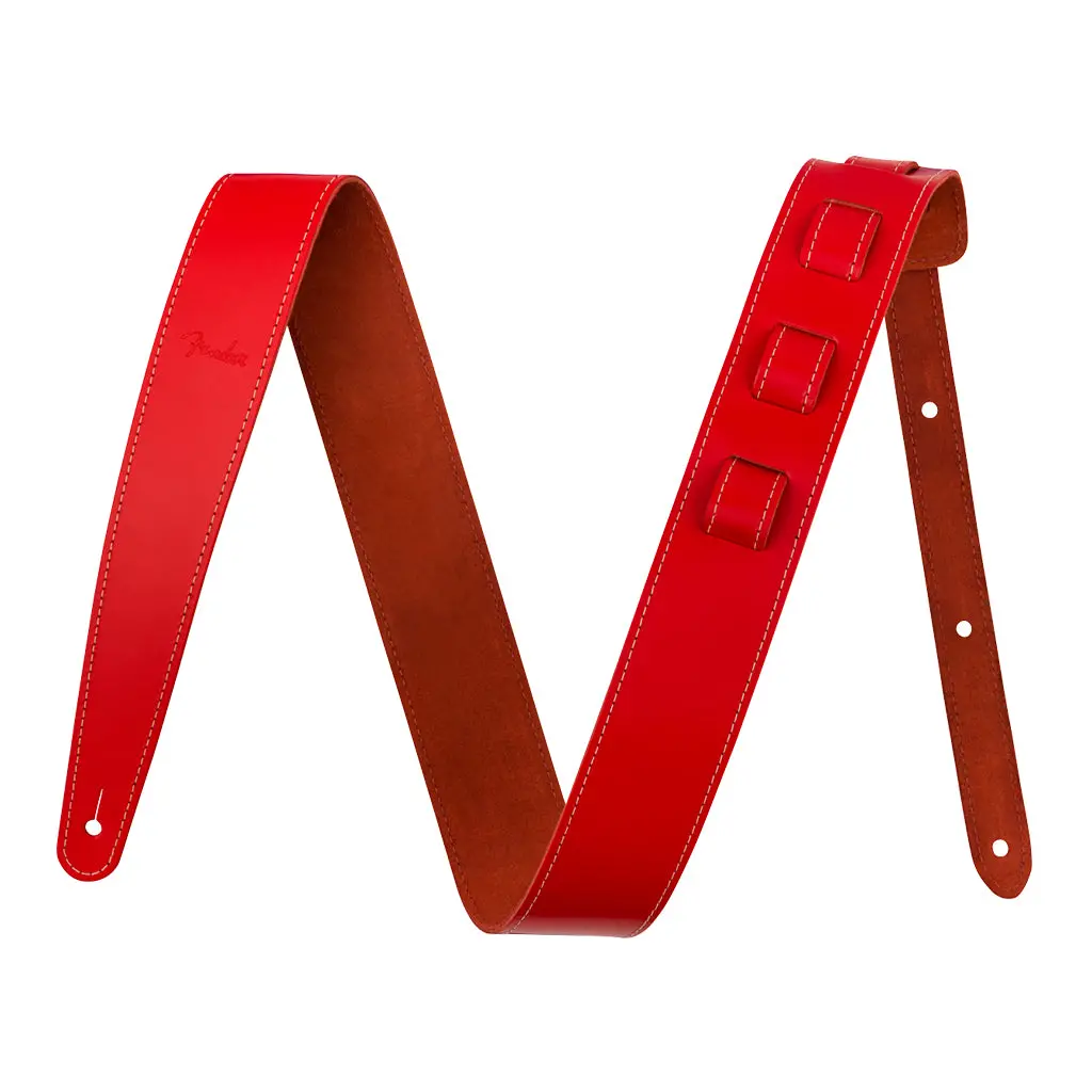 Fender Essentials Leather Strap In Red 1