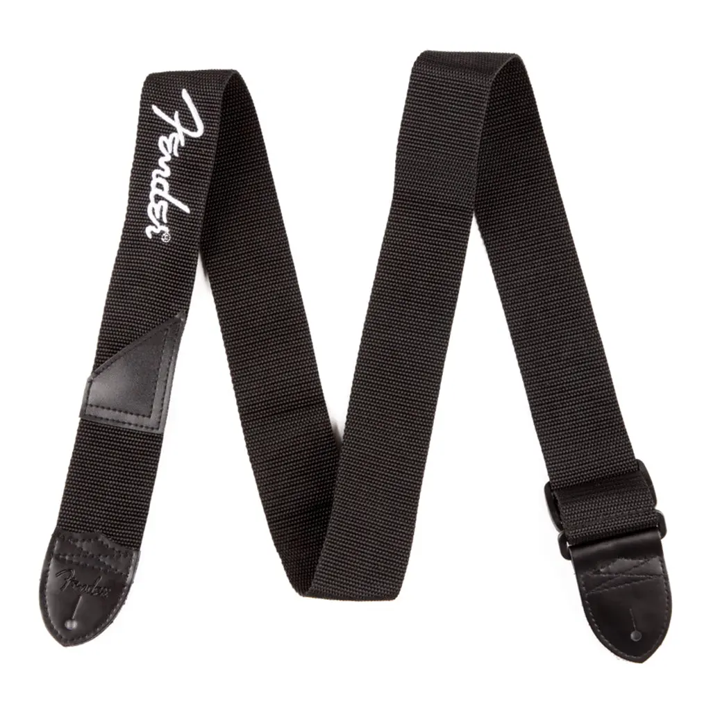 Fender Fender® Logo Strap, Black/White Logo, 2" 1