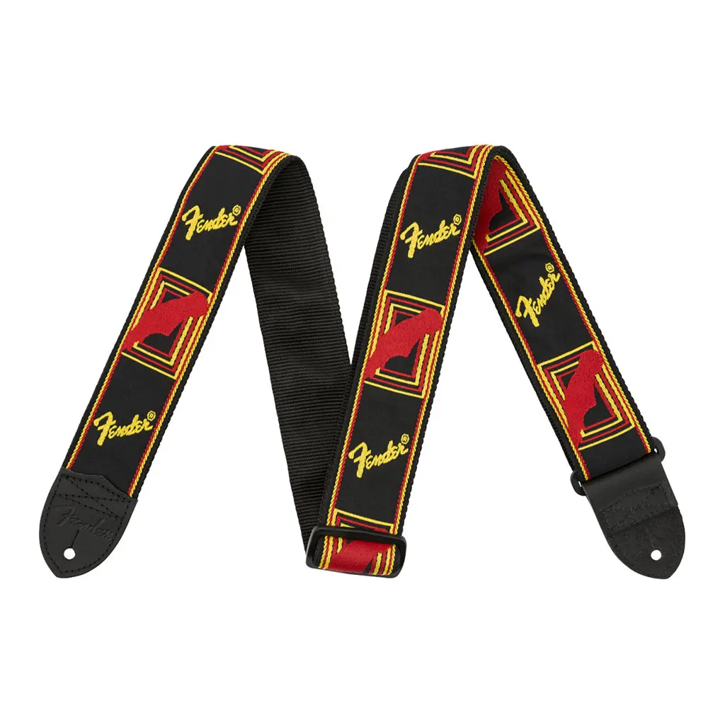 Fender® - 2" Monogrammed Strap - Black/Yellow/Red 1