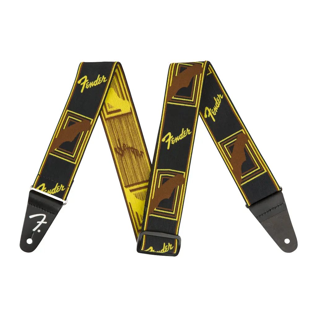 Fender Weightless Mono Strap - Black/Yellow/Brown 1
