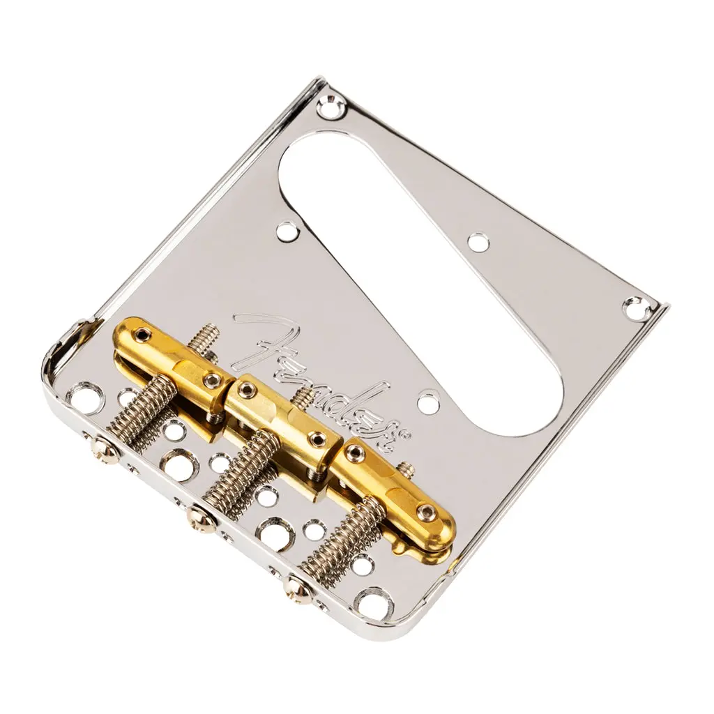 Fender 3 Saddle Top Load String Through Tele Bridge With Compensated Brass Bullet Saddles 1
