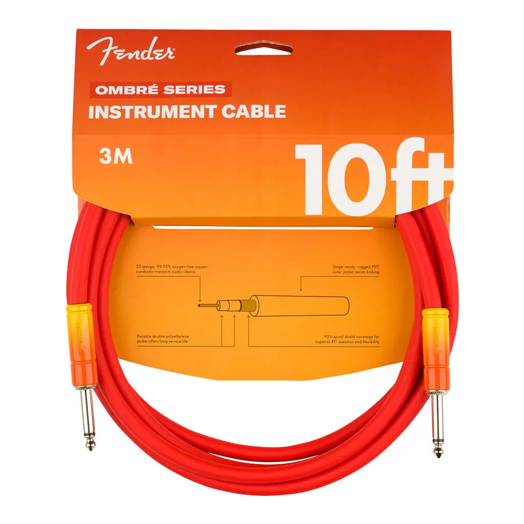 Fender Ombré Instrument Cable, Straight/Straight, 10', Tequila Sunrise 1