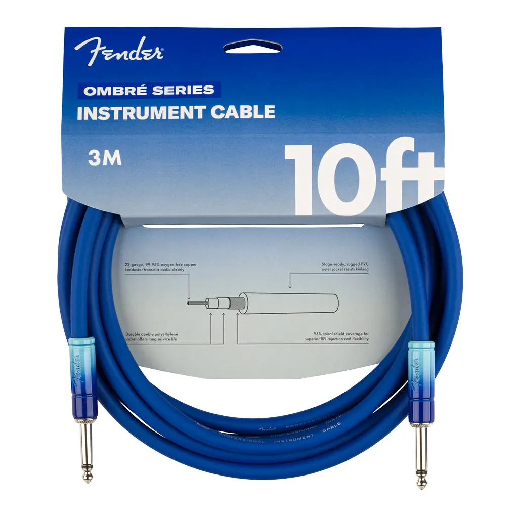 Fender Ombré Instrument Cable, Straight/Straight, 10', Belair Blue 1