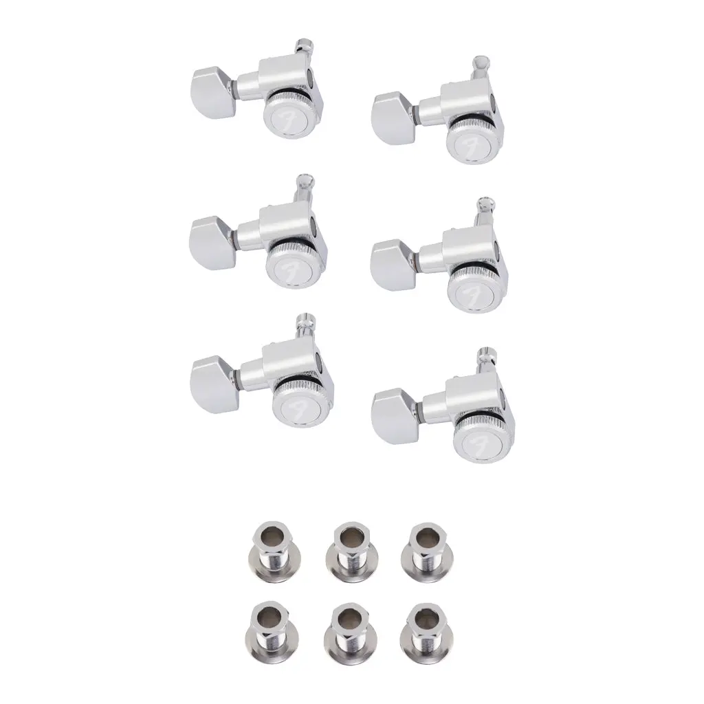 Fender - Locking Strat/Tele Staggered Tuning Machines (6) - Left-Handed - Polished Chrome 1