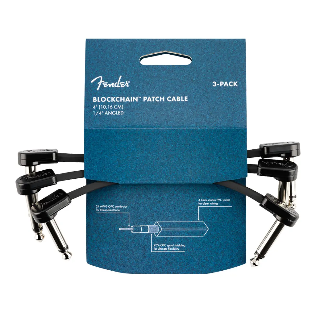 Fender Blockchain 4" Cable 3 Pack Angle/Angle 1
