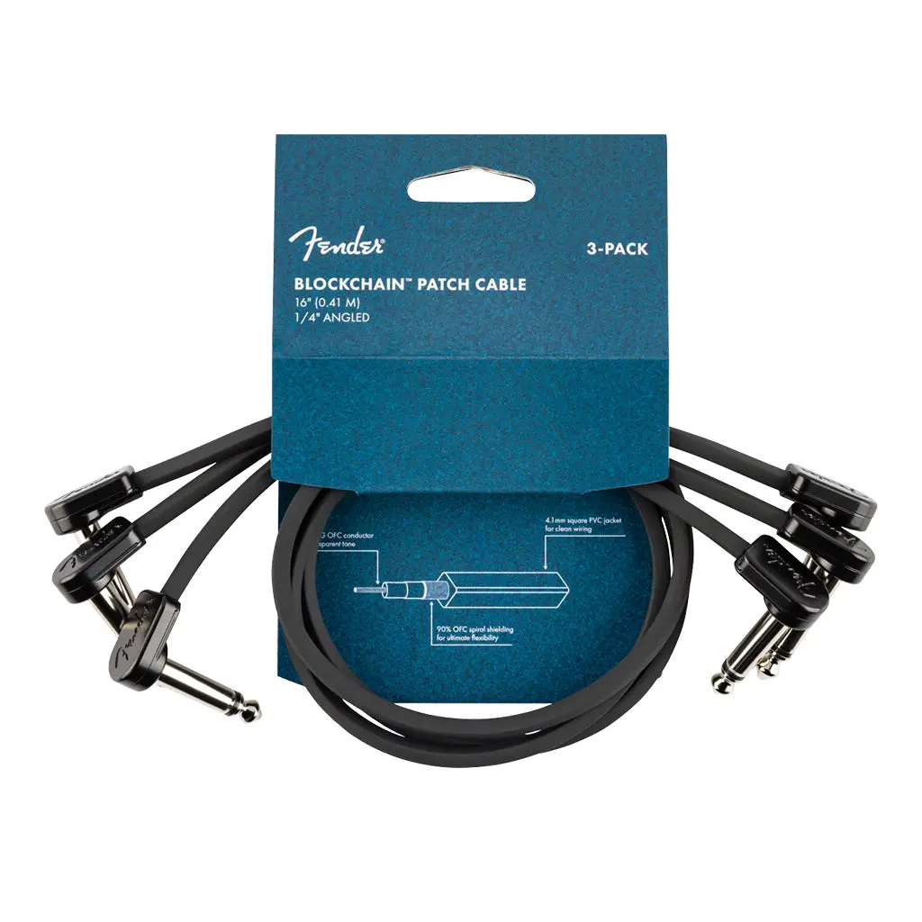 Fender Blockchain 16" Cable 3 Pack Angle/Angle 1
