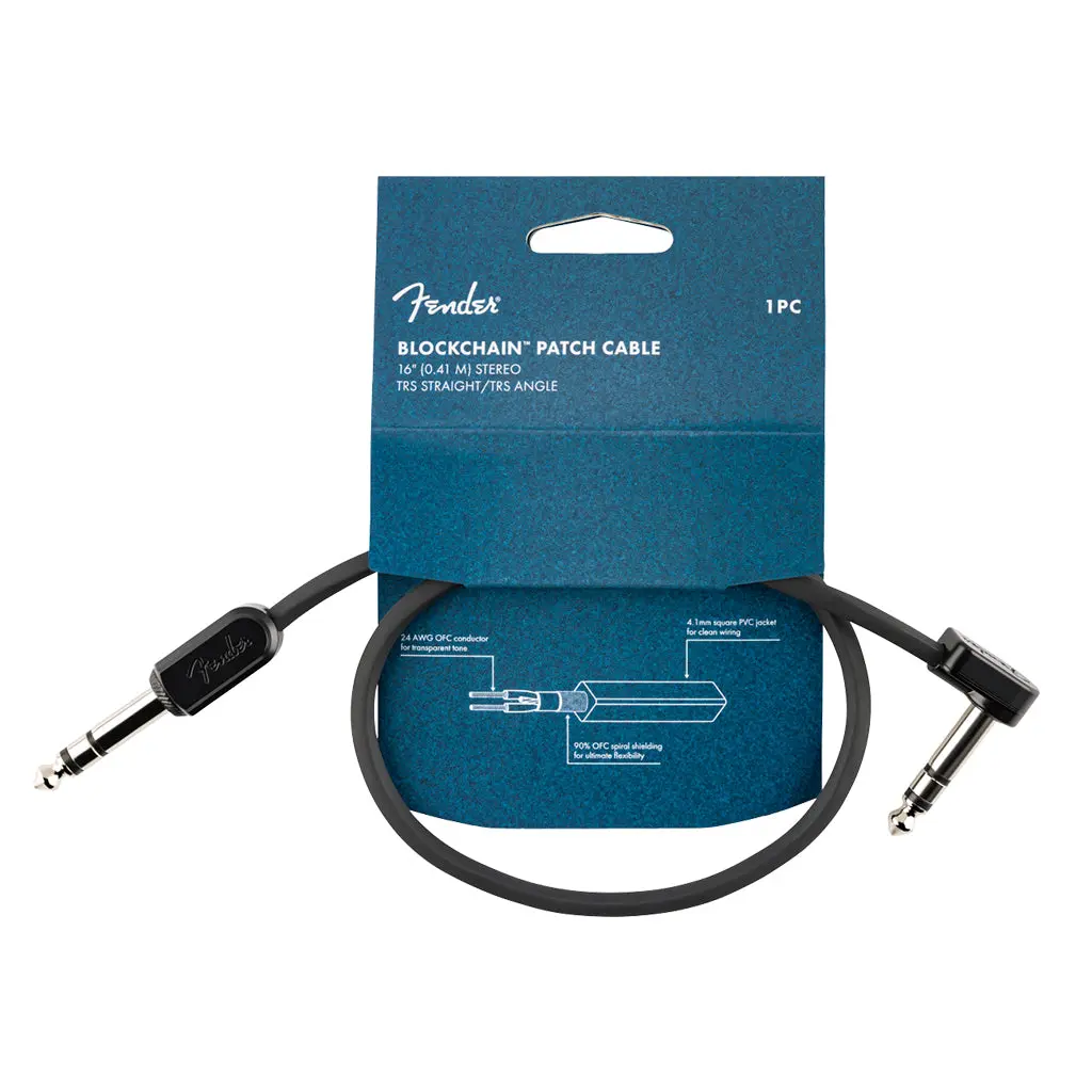 Fender Blockchain 16" Patch Cable Stereo Trs Straight/Angle 1