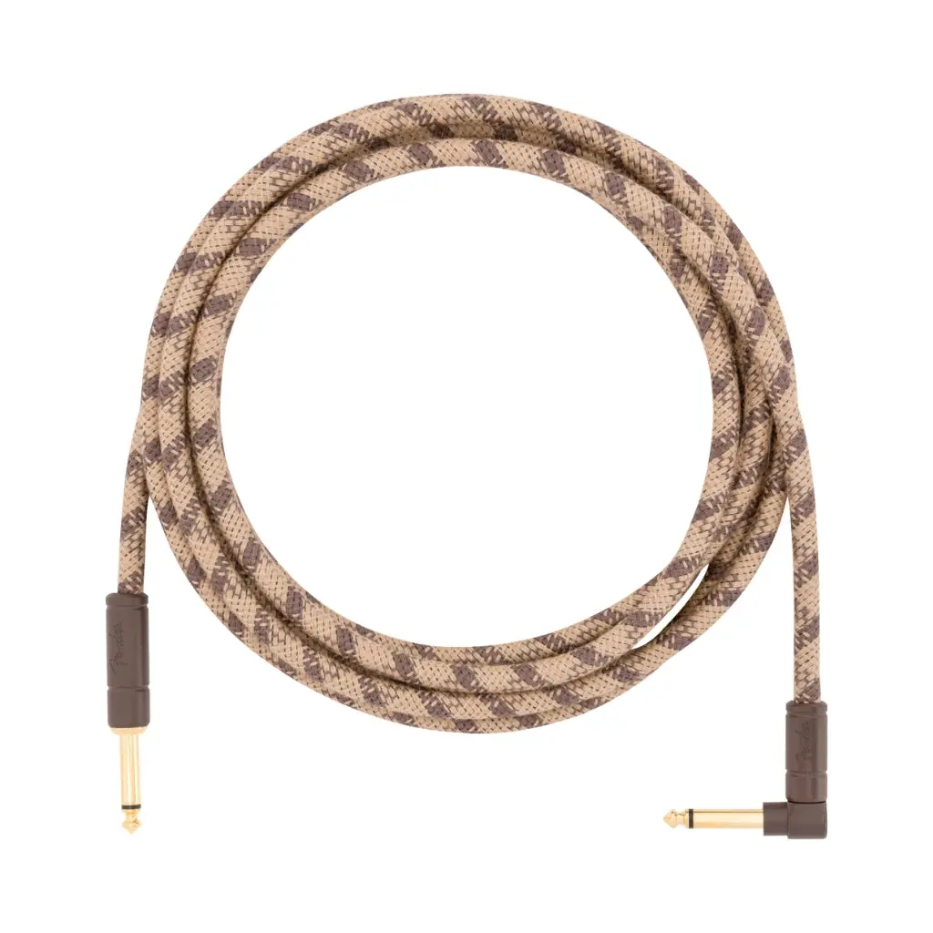 Fender 10' Angled Festival Instrument Cable, Pure Hemp, Brown Stripe 2