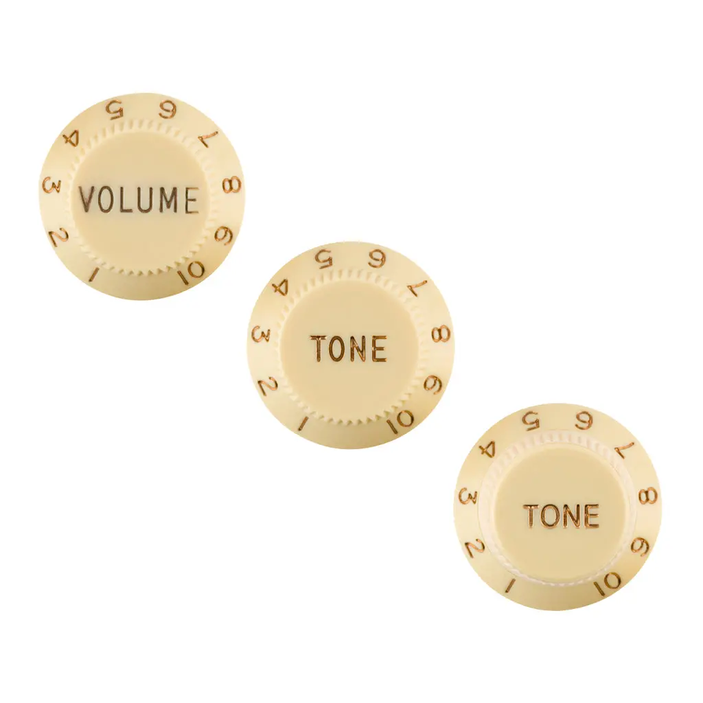 Fender 3 Stratocaster Knobs Aged White Volume Tone Tone Left Handed 1