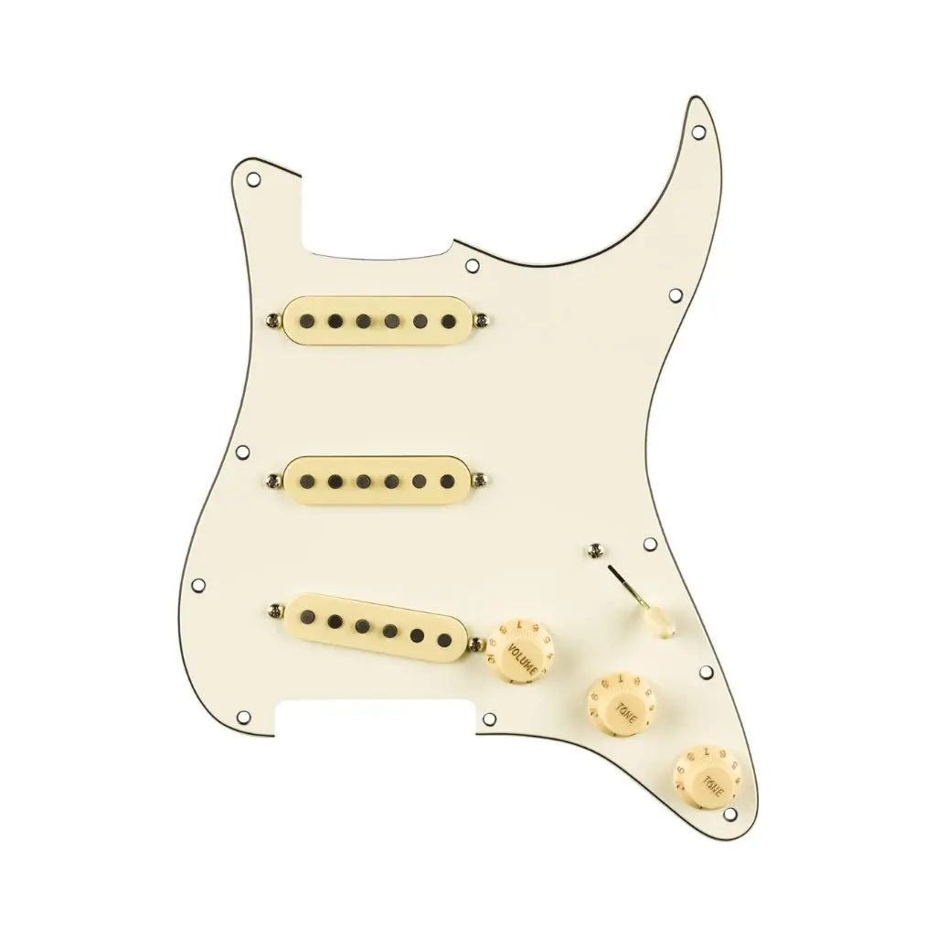 Fender Pre Wired Strat Pickguard Pure Vintage 65 With Rwrp Midde Parchment 11 Hole Pg 1