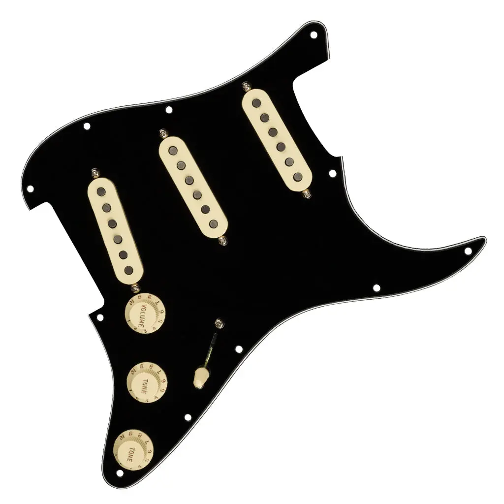 Fender - Pre-Wired Strat Pickguard, Custom Shop Texas Special Sss, Black 11 Hole Pg 1