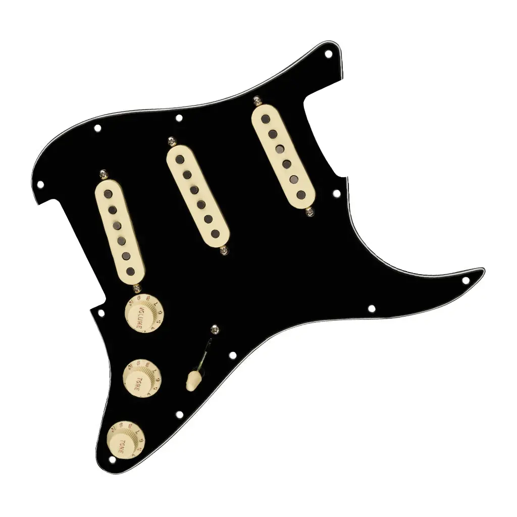 Fender Pre-Wired Strat Pickguard, Tex-Mex Sss, Black 11 Hole Pg 1