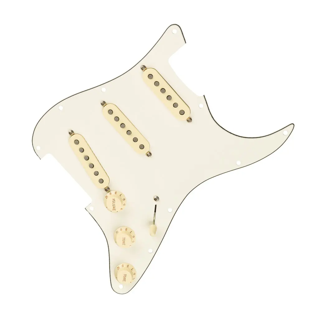 Fender - Pre-Wired Strat Pickguard, Tex-Mex Sss, Parchment 11 Hole Pg 1