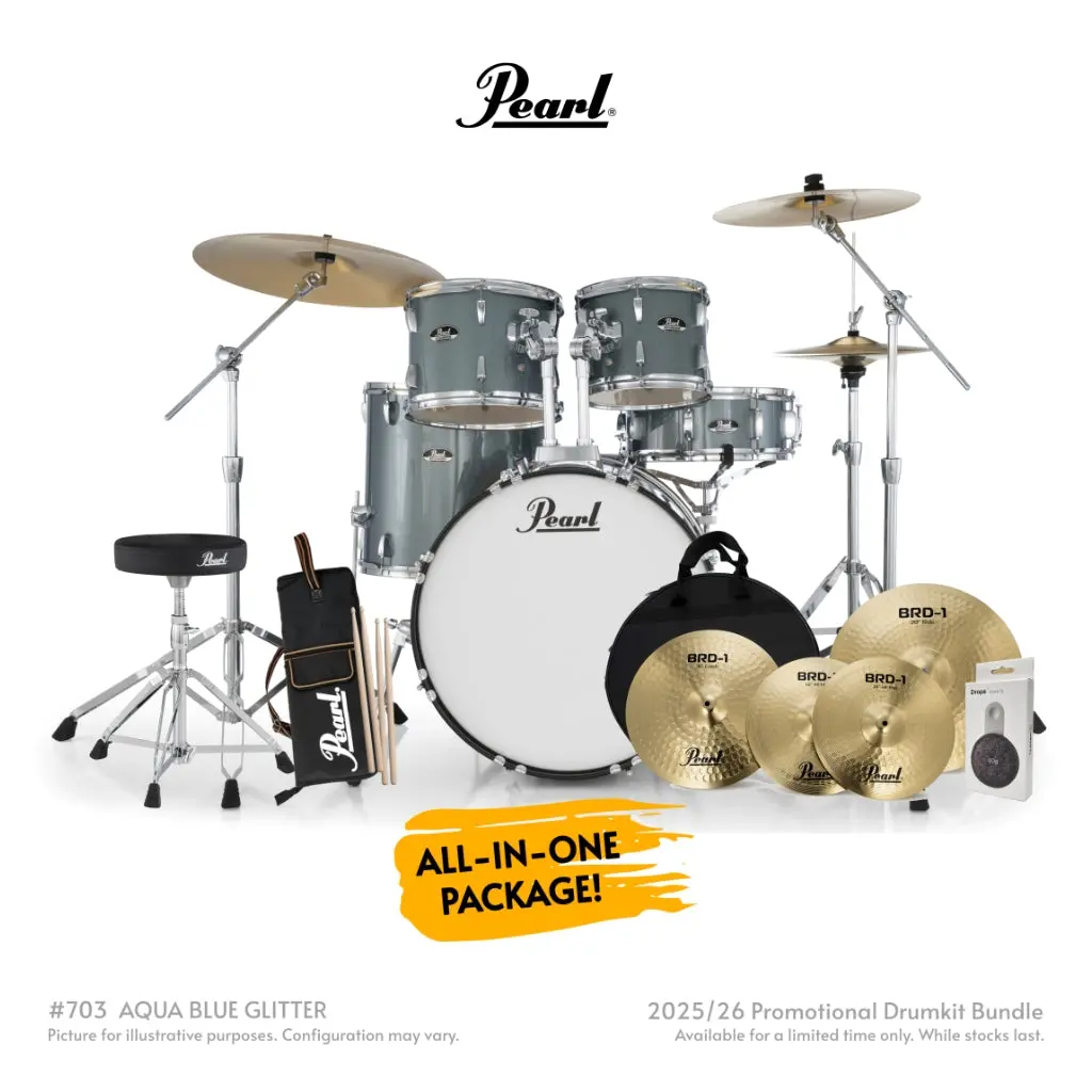 Pearl Roadshow-Plus 5Pc 22" Drum Package With Pearl Cymbals - Charcoal Metallic 1