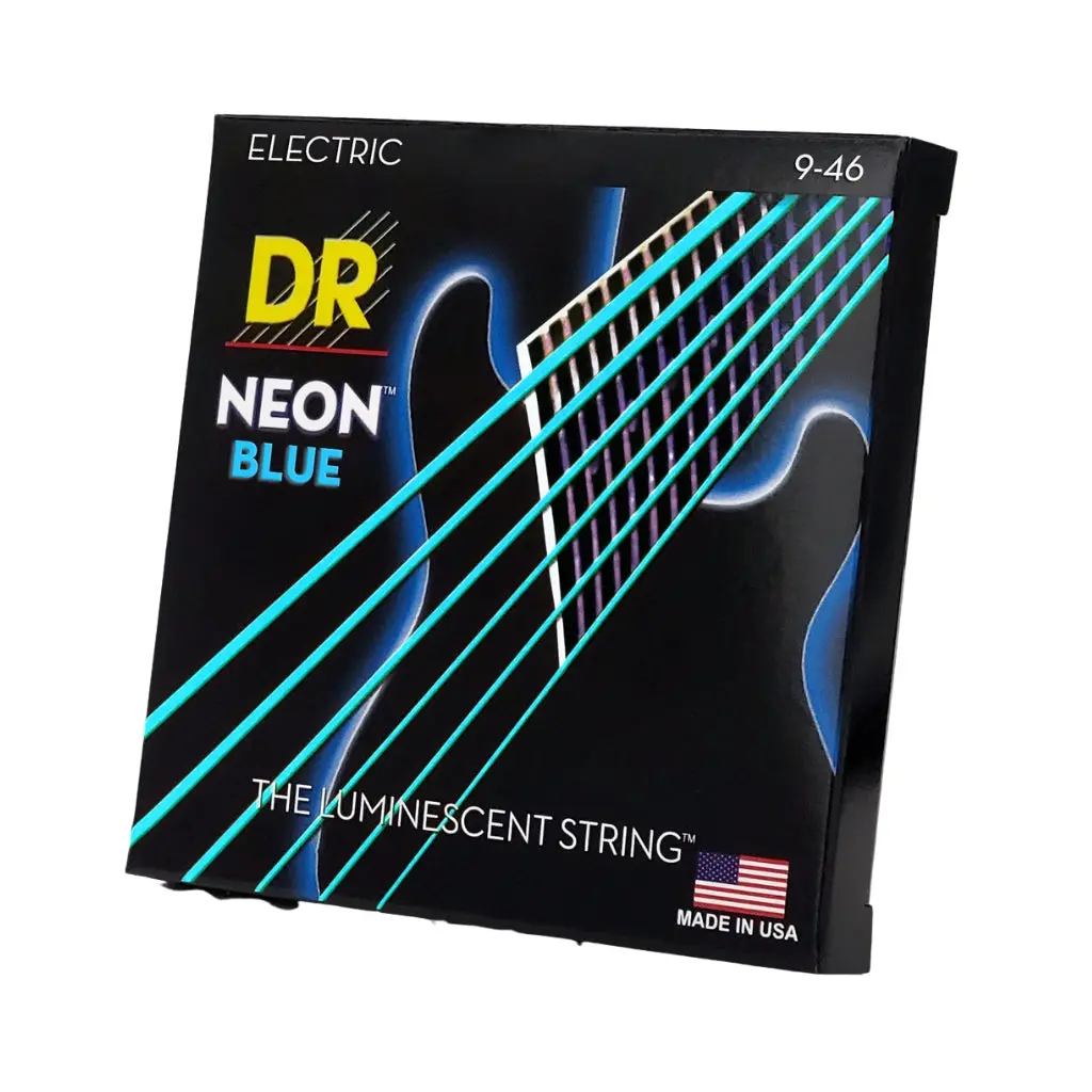 Dr Hi-Def Neon Blue K3 Coated Electric Guitar Strings - Light To Medium 9-46 1