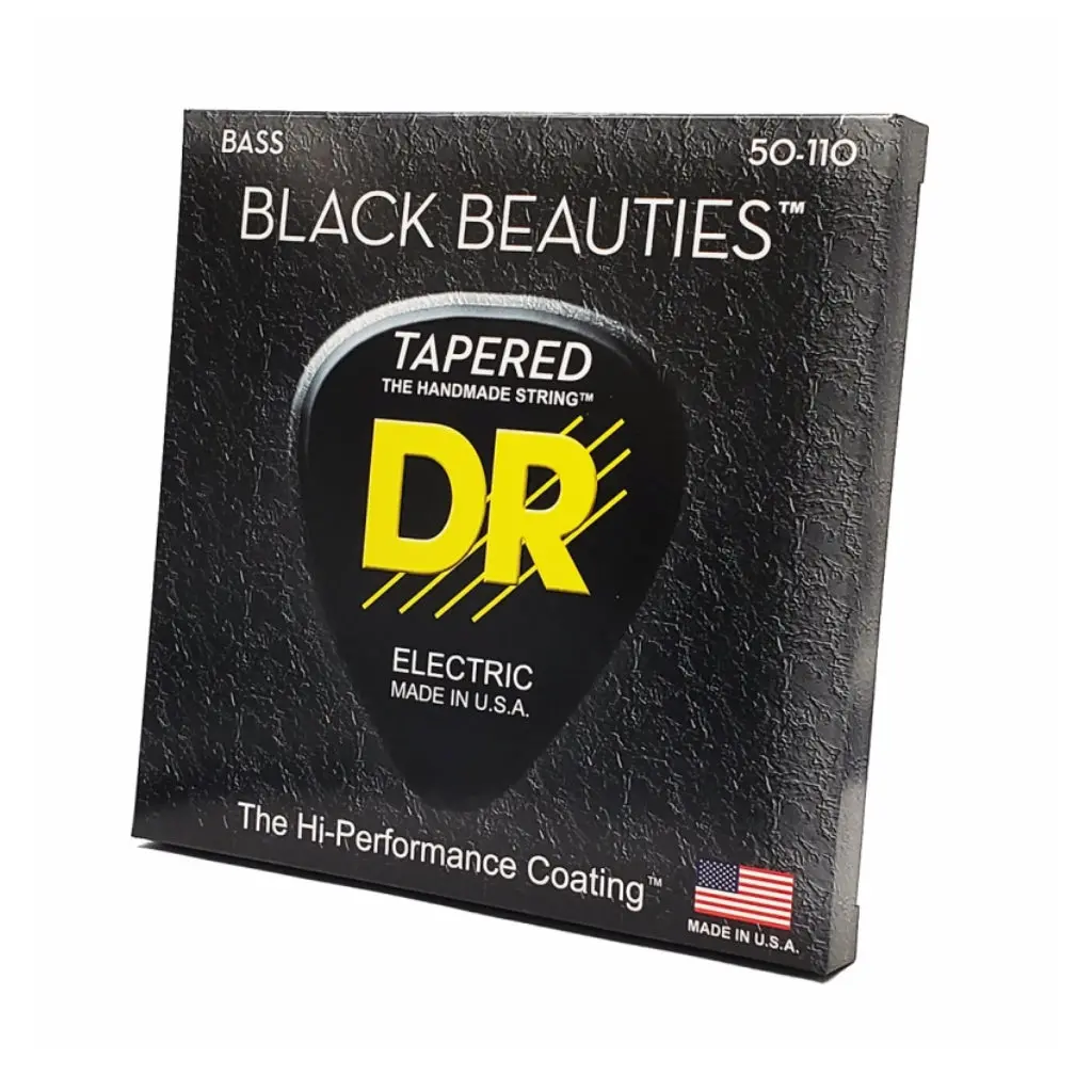 Dr Strings Black Beauties Coated Steel Bass Guitar Strings - Heavy 50-110 Tapered 1