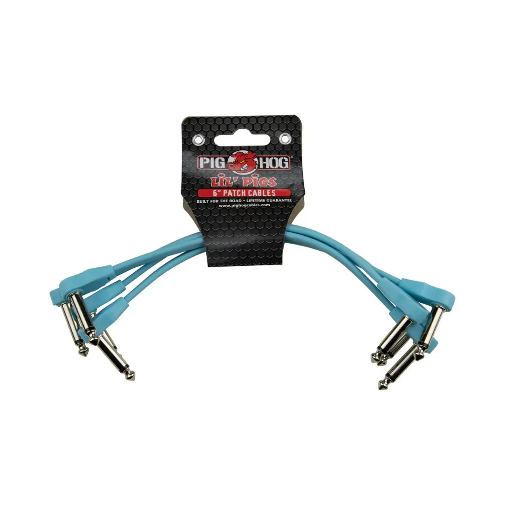 Pig Hog Lil Pigs Low Profile Patch Cable - Daphne Blue, 6-Inches 4-Pack 1