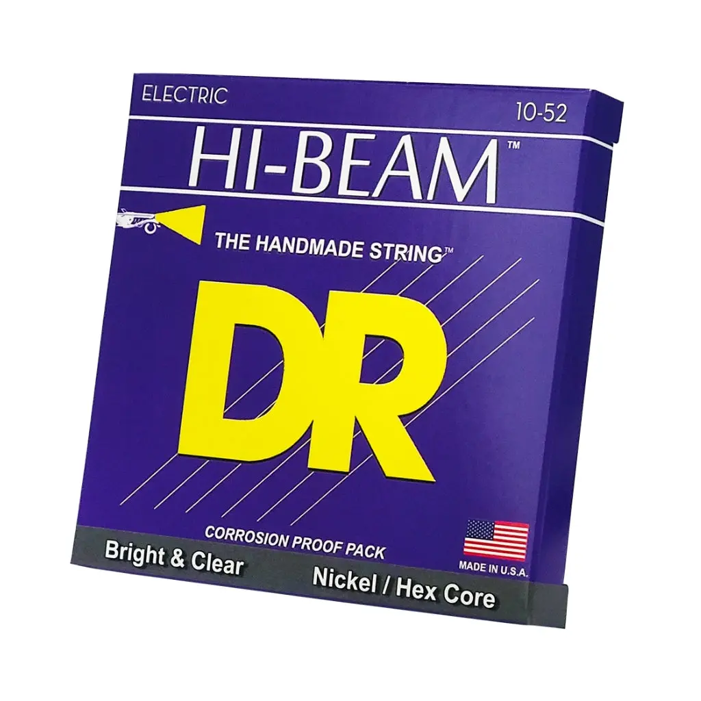 Dr Hi-Beam Nickel Plated Electric Guitar Strings - Medium To Heavy 10-52 1