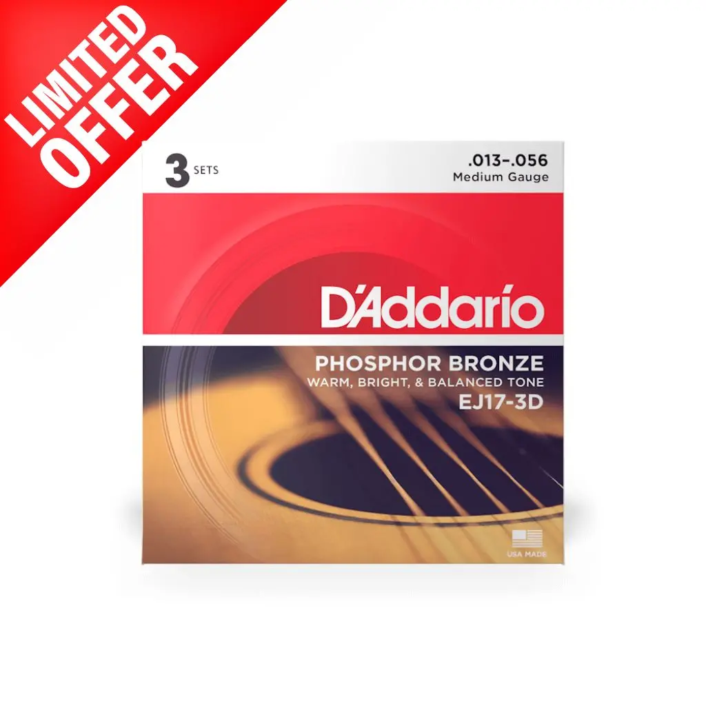 D'addario - Ej17-3D - 3 Pack Phosphor Bronze Medium 13-56 - Acoustic Guitar Strings 1