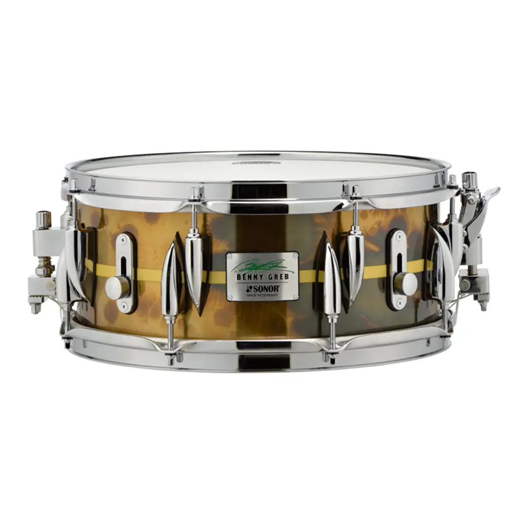 Sonor Benny Greb 13X5.75" Snare Drum - Vintage Brass With Centered Stripe 1