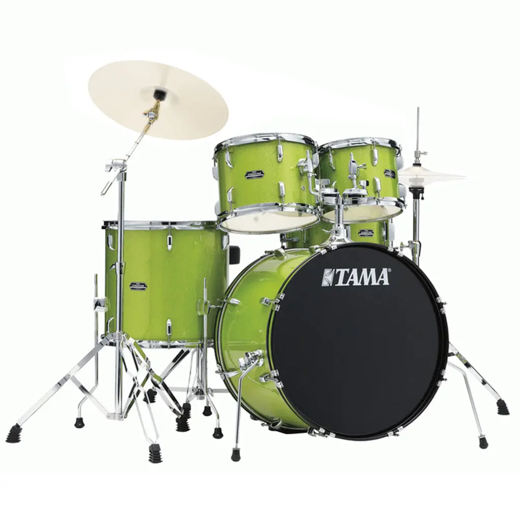 Tama St52h5c Stagestar 5-Piece Complete Kit With 22" Bass Drum - Lime Green Sparkle 1