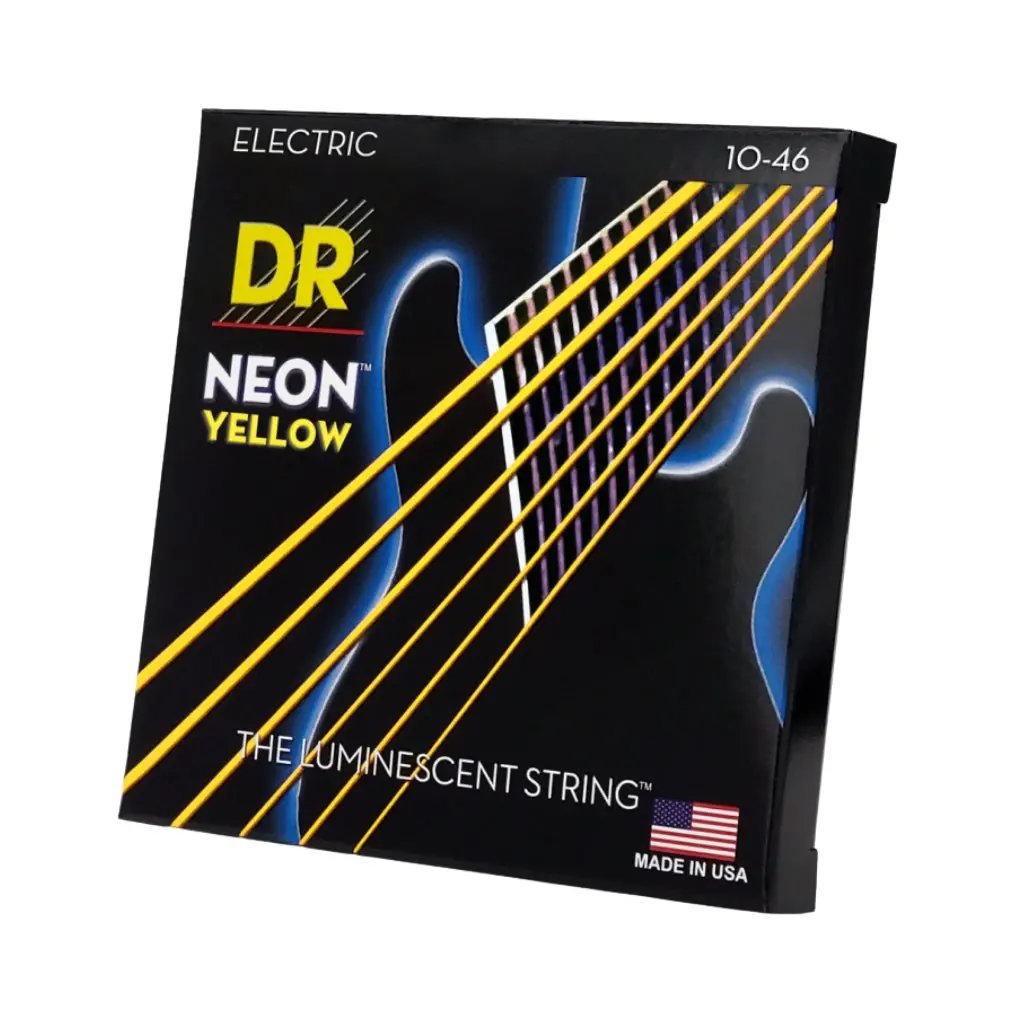 Dr Hi-Def Neon Yellow K3 Coated Electric Guitar Strings - Medium 10-46 1