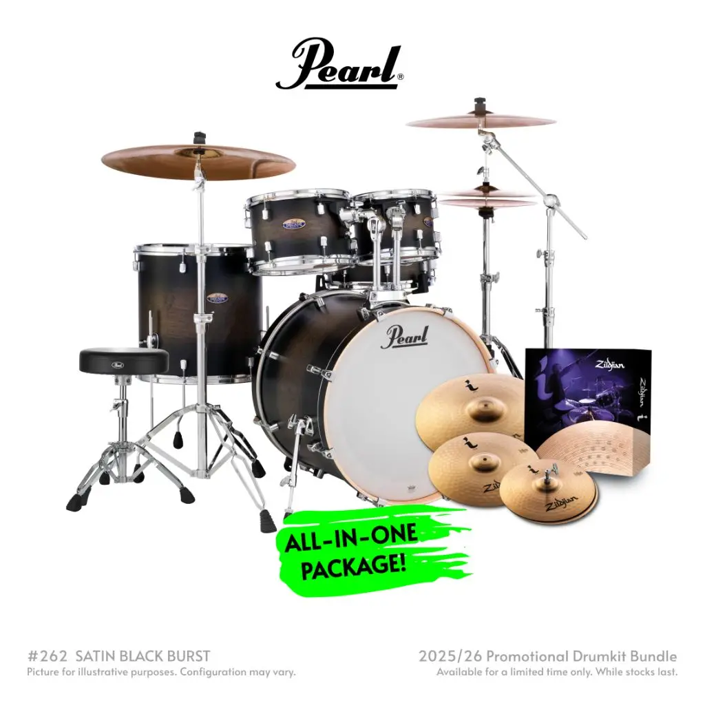 Pearl Decade Maple 5Pc 22" Fusion Plus Increda-Bundle Drum Kit - Satin Black Burst 1
