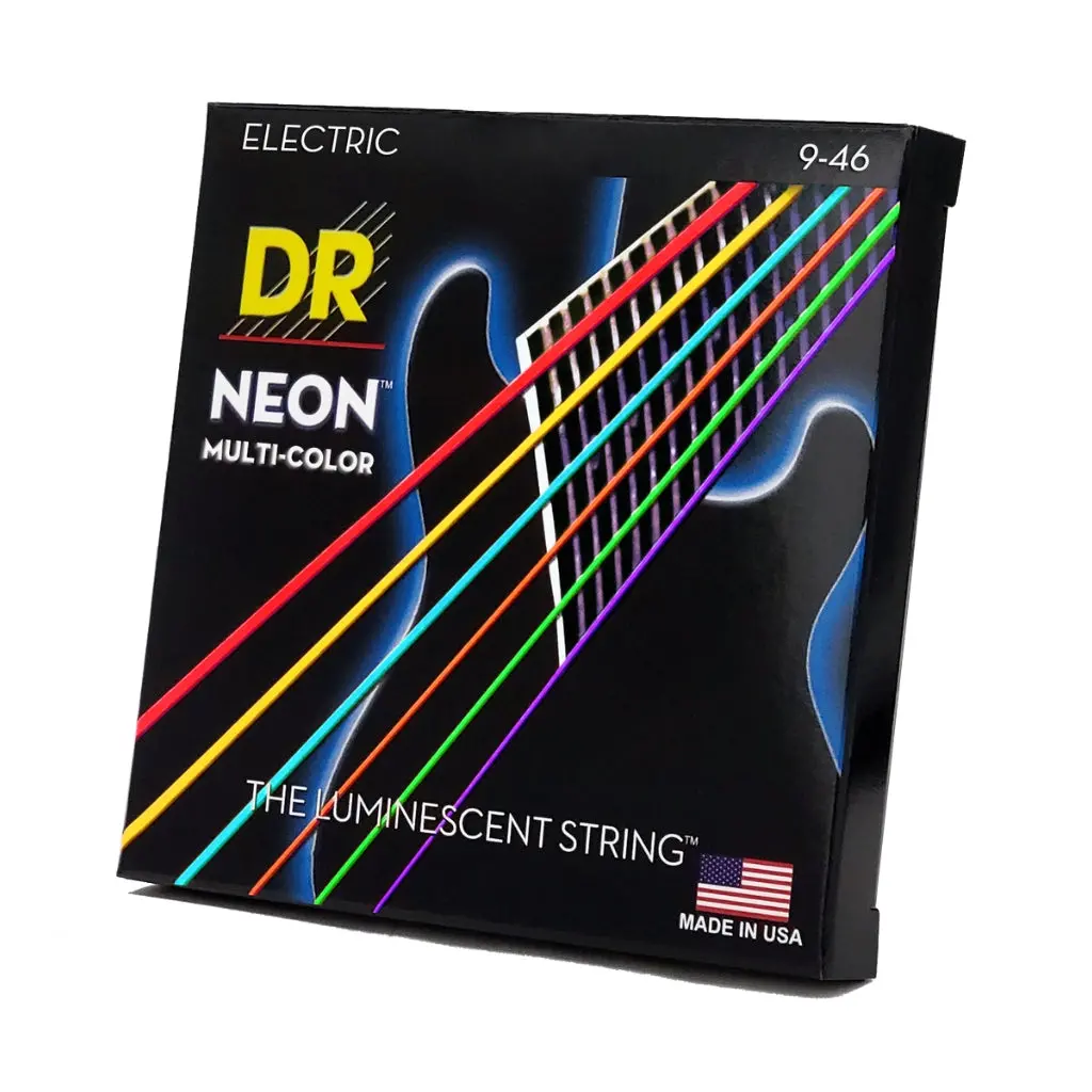 Dr Hi-Def Neon Multi-Color K3 Coated Electric Guitar Strings - Light To Medium 9-46 1