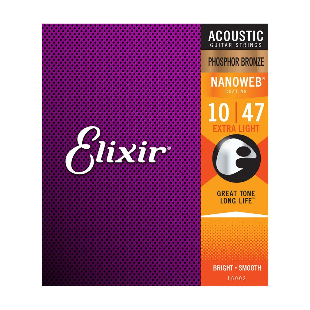 Elixir 16002 Nanoweb Phosphor Bronze Extra Light 10-47 1