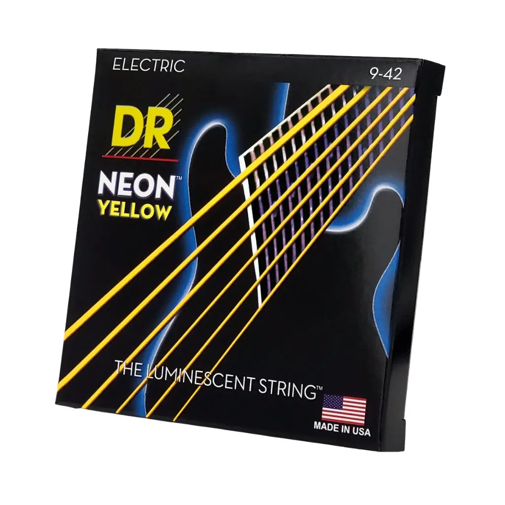 Dr Hi-Def Neon Yellow K3 Coated Electric Guitar Strings - Light 9-42 1