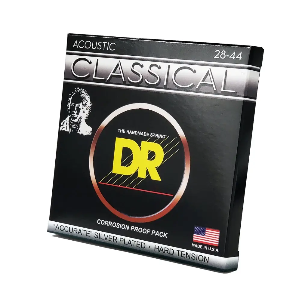 Dr Strings Classical Nylon Silver-Plated Strings - Hard Tension 28-44 1