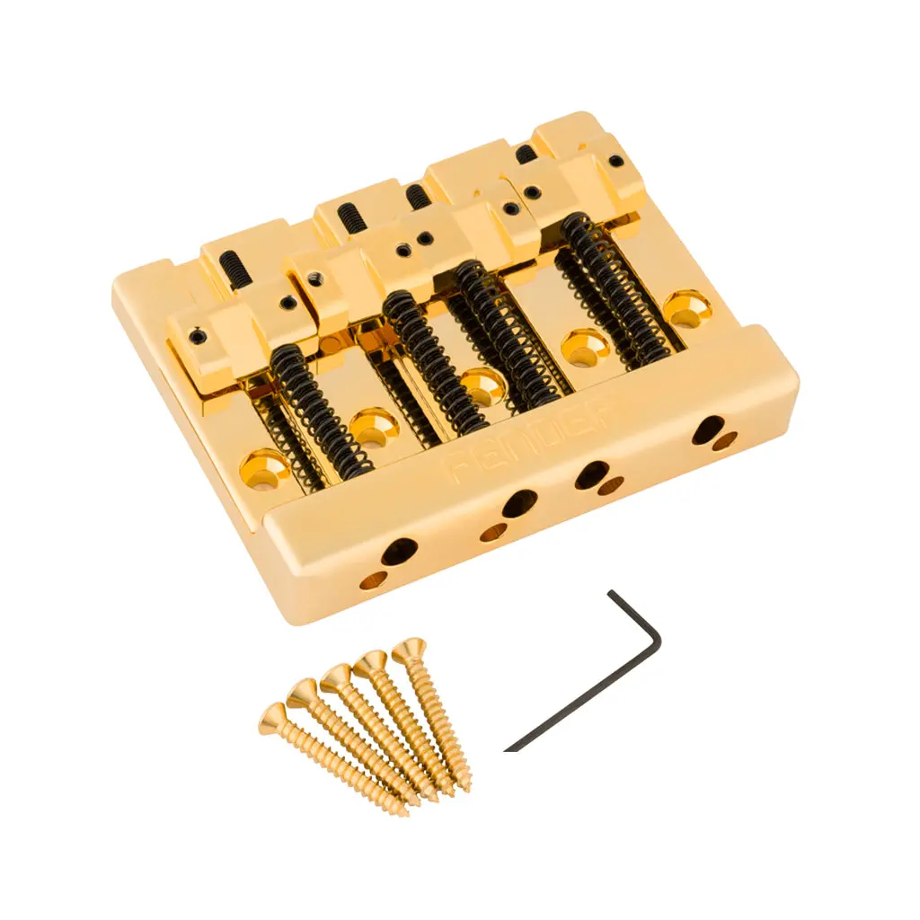 Fender Himass 4-String Bass Bridge Assembly With Brass Saddles - Gold 1