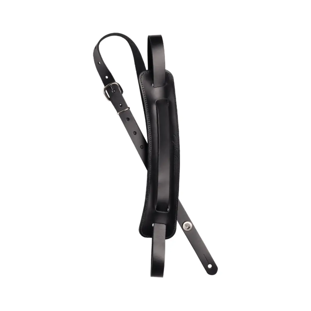 D'addario John Lennon Signature Strap - Black Leather W/Pad 1